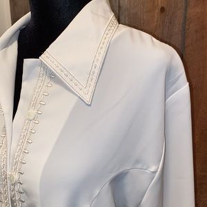 Vintage petite golden thread embroidery design long sleeve blouse